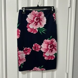 Navy blue floral pencil skirt